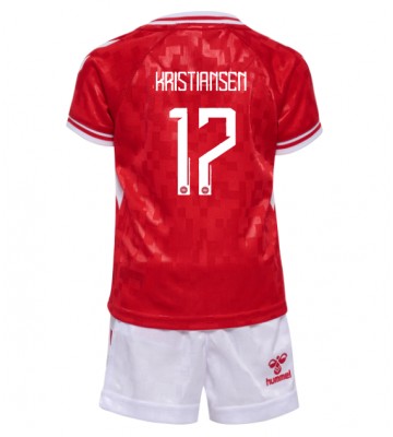 Danmark Victor Kristiansen #17 Hjemmebanesæt Børn EM 2024 Kort ærmer (+ korte bukser)